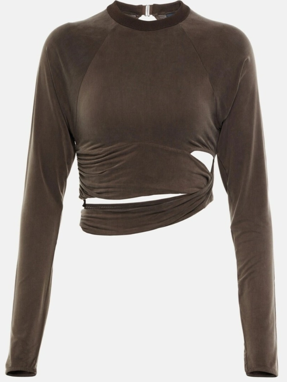 JACQUEMUS Le Espelho Cutout Twisted Jersey Tshirt in Brown - Size Small